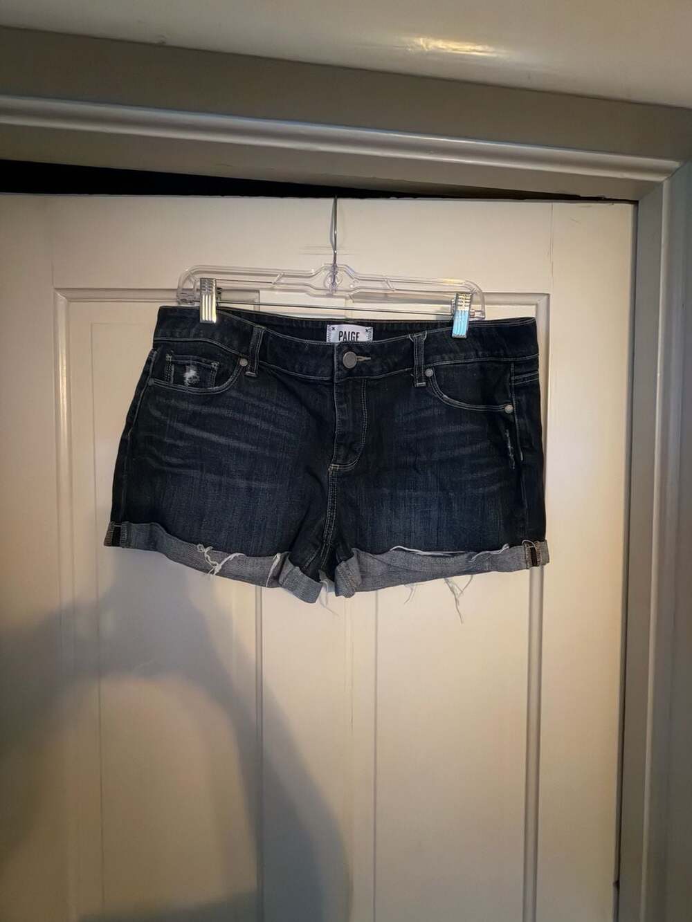 Paige Denim Shorts Size 31 Dark Wash Rolled Hem
